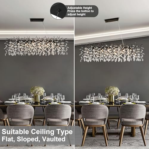 47" Black Crystal Chandelier