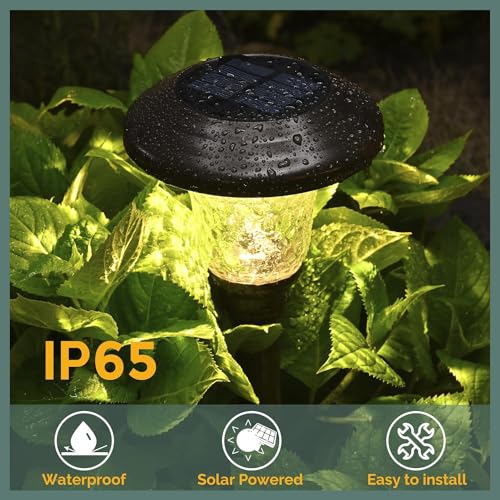 Metal & Glass Solar Lights Outdoor (8 Count)