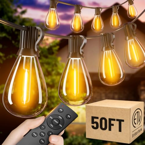 50FT Outdoor String Lights with Remote