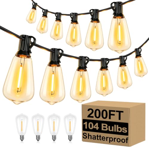 200FT Outdoor String Lights 104 Bulbs