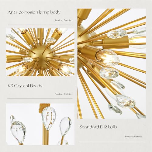 12 Light Gold Sputnik Chandelier