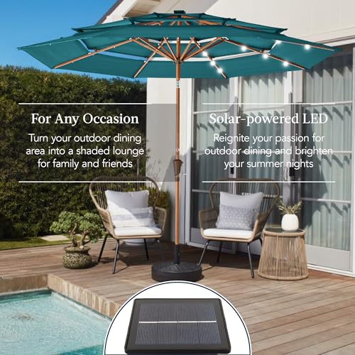 10ft 3 Tier Solar Patio Market Umbrella