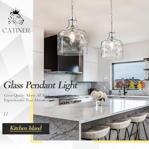 16" Farmhouse Hammered Glass Pendant Light