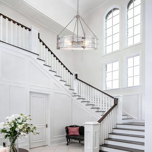 22” Modern Brushed Nickel Glass Chandeliers for Dining Room