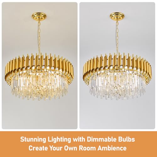 Gold Crystal Chandelier Round Chandeliers 24" with 5