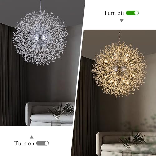 30" D Firework Crystal Chandelier for Dining Room