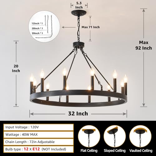 32" Wagon Wheel Light Fixture 12