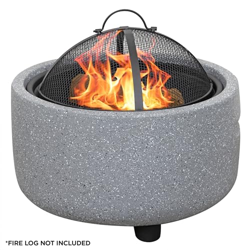 QFC334 Contemporary Gray Woodburning Firepit with Lid & Wood Poker