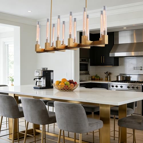 67 Inch Gold Candle Rectangular Chandelier