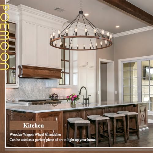 Farmhouse Wooden Wagon Wheel Chandelier 24