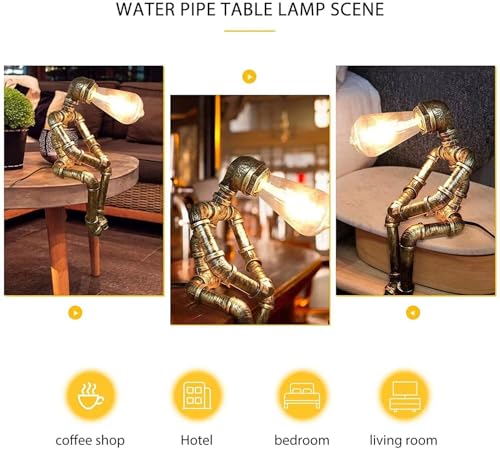 Creative Iron Robot Table Lamp Retro Robot Water Pipe Table lamp Bar Restaurant Cafe Steampunk Decoration