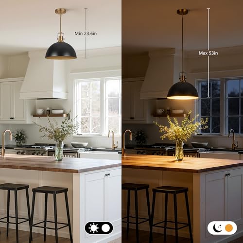 13 Inch Black and Gold Metal Pendant Light Kitchen Island