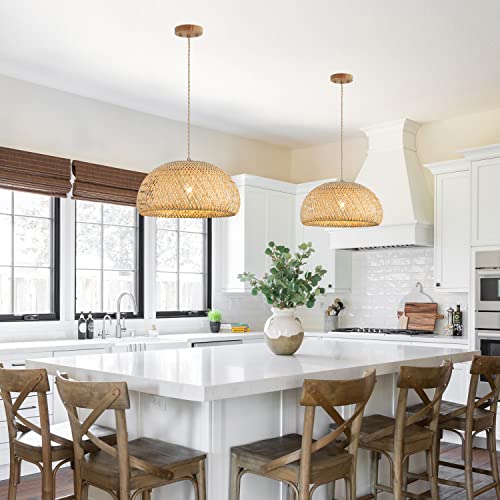 Bamboo Large Pendant Light Fixture 17.8 inch One