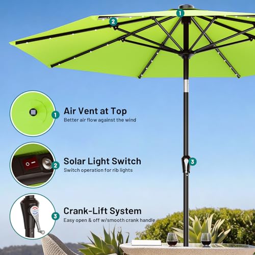 9FT Patio Umbrella with Solar Lights