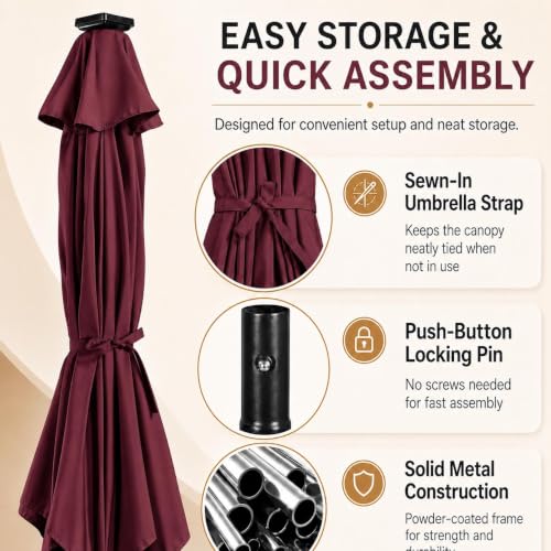 7.5FT Solar Patio Umbrella w