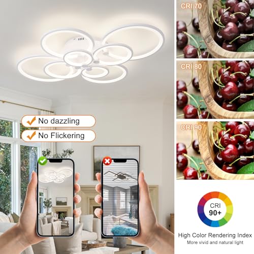 Modern LED Ceiling Lights Fixture Dimmable Flush Mount White Acrylic 8