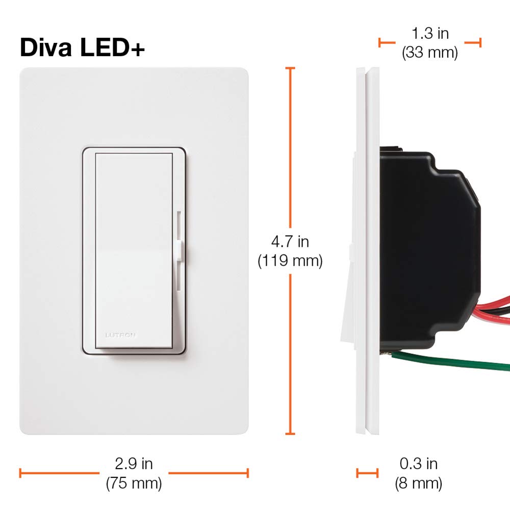 Diva LED+ Dimmer Switch & Wallplate (2 Count)