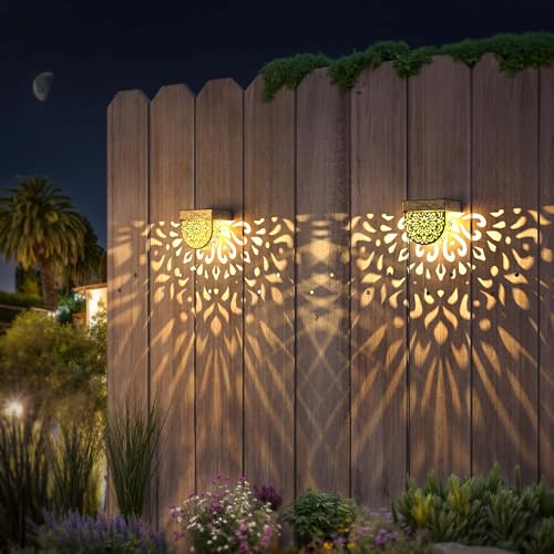 Solar Fence Lights 6 Pack Solar Step Lights Outdoor Waterproof LED Solar Powered Wall Lights Outdoor Decorations Warm Yellow Light Decorative Lighting for