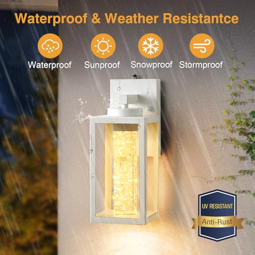 White Outdoor Sconce Lights Integrated LED Light Source