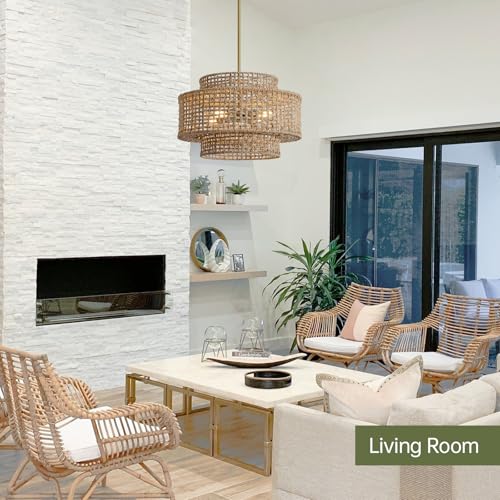 17.7" Rattan Chandelier for Dining Room