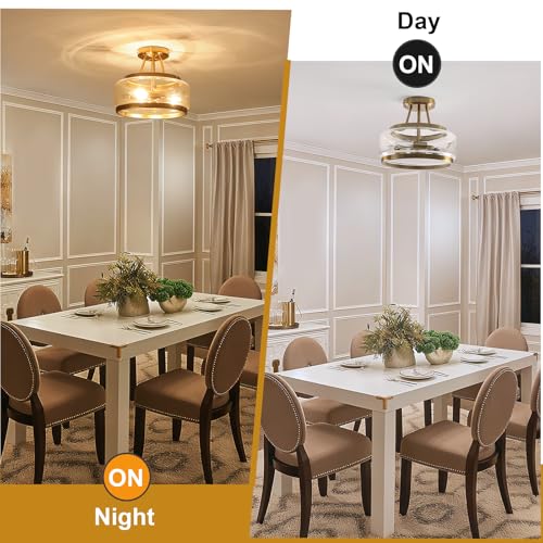 11.8" Gold Semi Flush Mount Ceiling Light