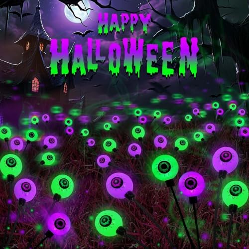 6 Pack Solar Halloween Decorations Outdoor 36 LED Solar Eyeball Lights (6 Count)