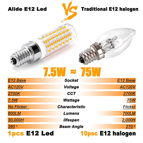 E12 C7 T6 LED Candelabra Bulbs for Ceiling Fan Chandelier Warm (6 Count)