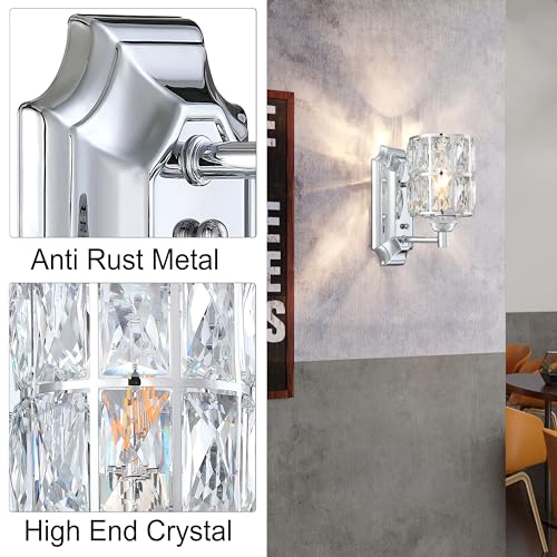 Crystal Wall Sconce Chrome Dry&Wet Dual Use 1 Light 2 Pack UL Certified (2 Count)