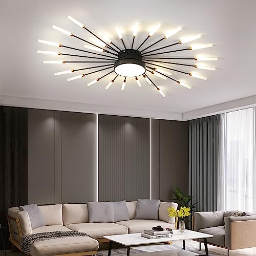 41.3" Ceiling Light Modern Flower Shape Ceiling Lamp for Living Room Dining Room Semi Flush Mount Metal Acrylic Sputnik Firework Petal LED Lighting Fixture