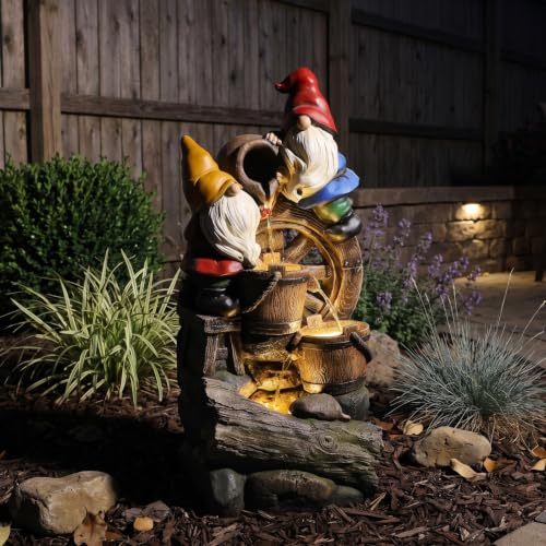 27H Gnome Outdoor Water Fountain with 3