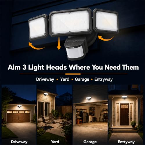 LED Security Light 240° Dual PIR 100 FT Motion Sensor Outdoor