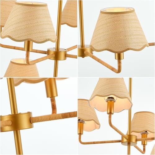 2 Layers Boho Rattan Chandelier 8