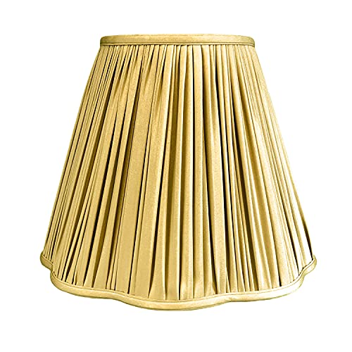 BS-754-14AGL Bottom Scallop Gather Pleat Basic Lamp Shade, 7 x 14 x 11.5, Antique Gold