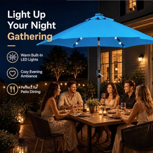 11FT Solar Patio Umbrella w