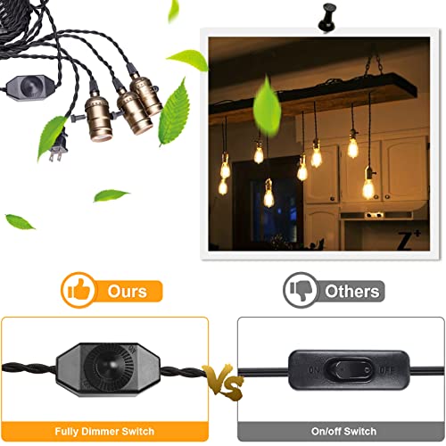 3 Light Plug in Pendant Light Cord Kit with Dimming Switch