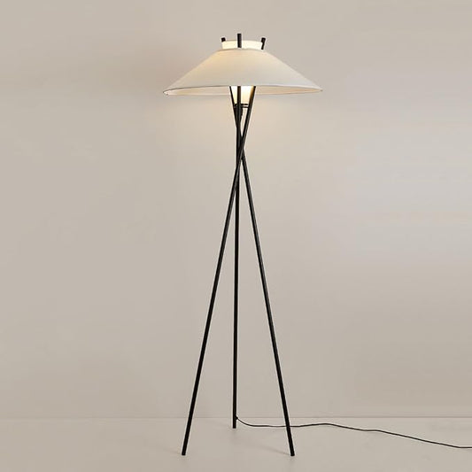 Wabi-sabi Wind Simple Living Room Decorative Floor Lamp E26 3 Color Tone H65.7in Handmade Fabric Standing Lamp Study Room Bedroom Bedside Torchiere Villa Lighting Fixture