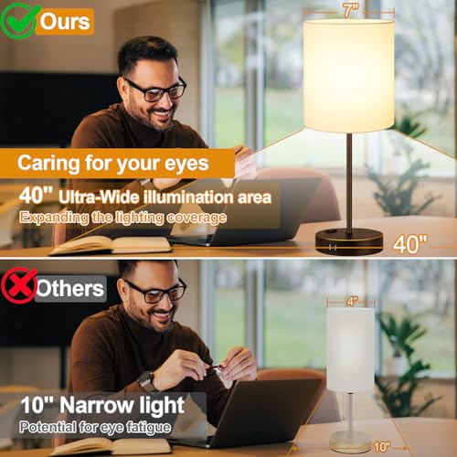 2 Pack Touch Control Table Lamps with 2 USB & AC Outlet