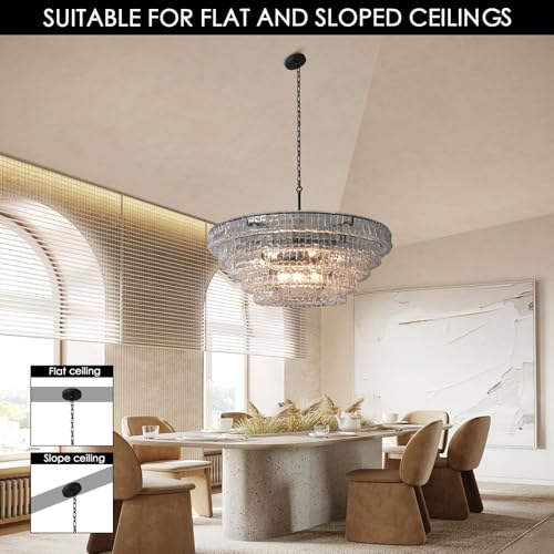 47 Inch Round Chandelier Clear Glass