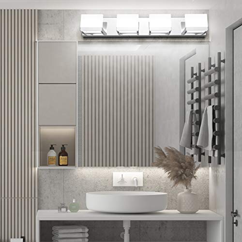 4 Lights LED Modern Vanity Light Chrome Bathroom Lighting Fixture Up and Down Bathroom Wall Light Over Mirror