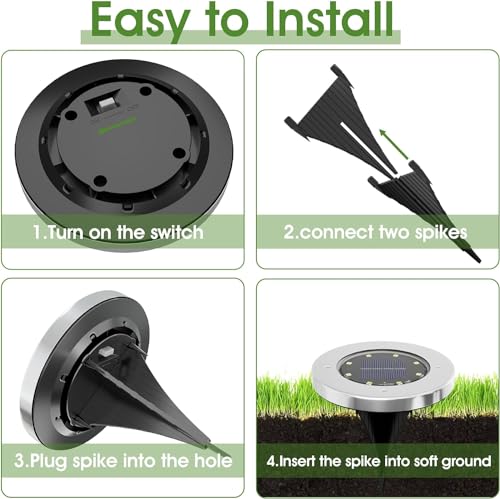 24 Pack 4.6 Inch Solar Ground Lights Outdoor (24 Count)