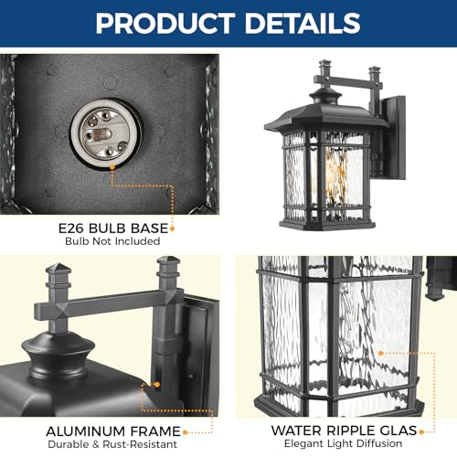 Large Outdoor Light Fixtures Wall Mount Black Exterior Porch Light