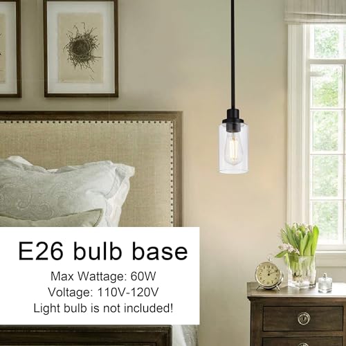 2 Pack Pendant Light Black Adjustable Hanging Ceiling Lights (2 Count)
