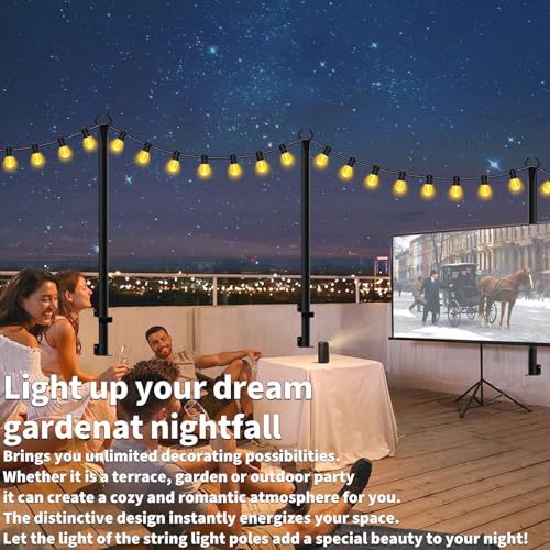 8 Pack String Light Poles for Deck (5 Foot)