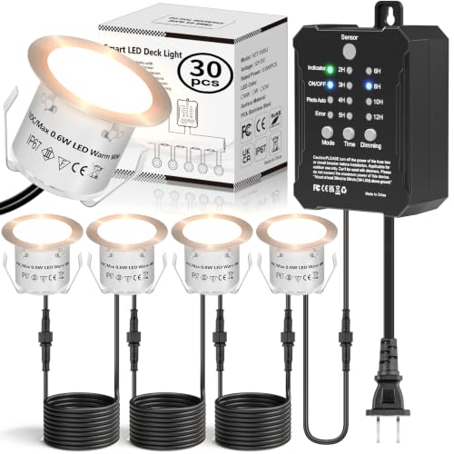 30 Packs Low Voltage Deck Lights Kit with Transformer IP67 2700K