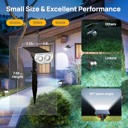 Solar Spotlight Outdoor Waterproof Dusk to Dawn Cool White 10 Pack (10 Count)