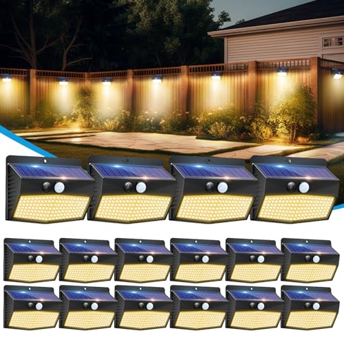 16 Pack Solar Motion Sensor Lights Outdoor Waterproof with 3 Modes (16 Count)