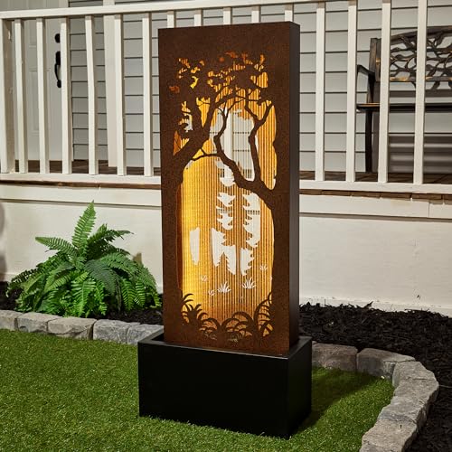 Forest Hollow Carved Fountain with LEDs