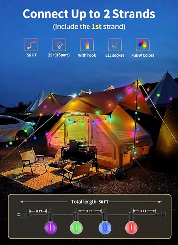 Outdoor String Lights 58 Feet G40 LED Patio Lights (58 Foot)