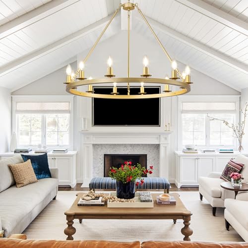 Gold Wagon Wheel Chandelier 32