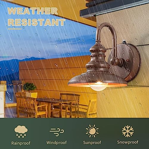 Dusk to Dawn Sensor Rustic Outdoor Gooseneck Barn Light Fixture